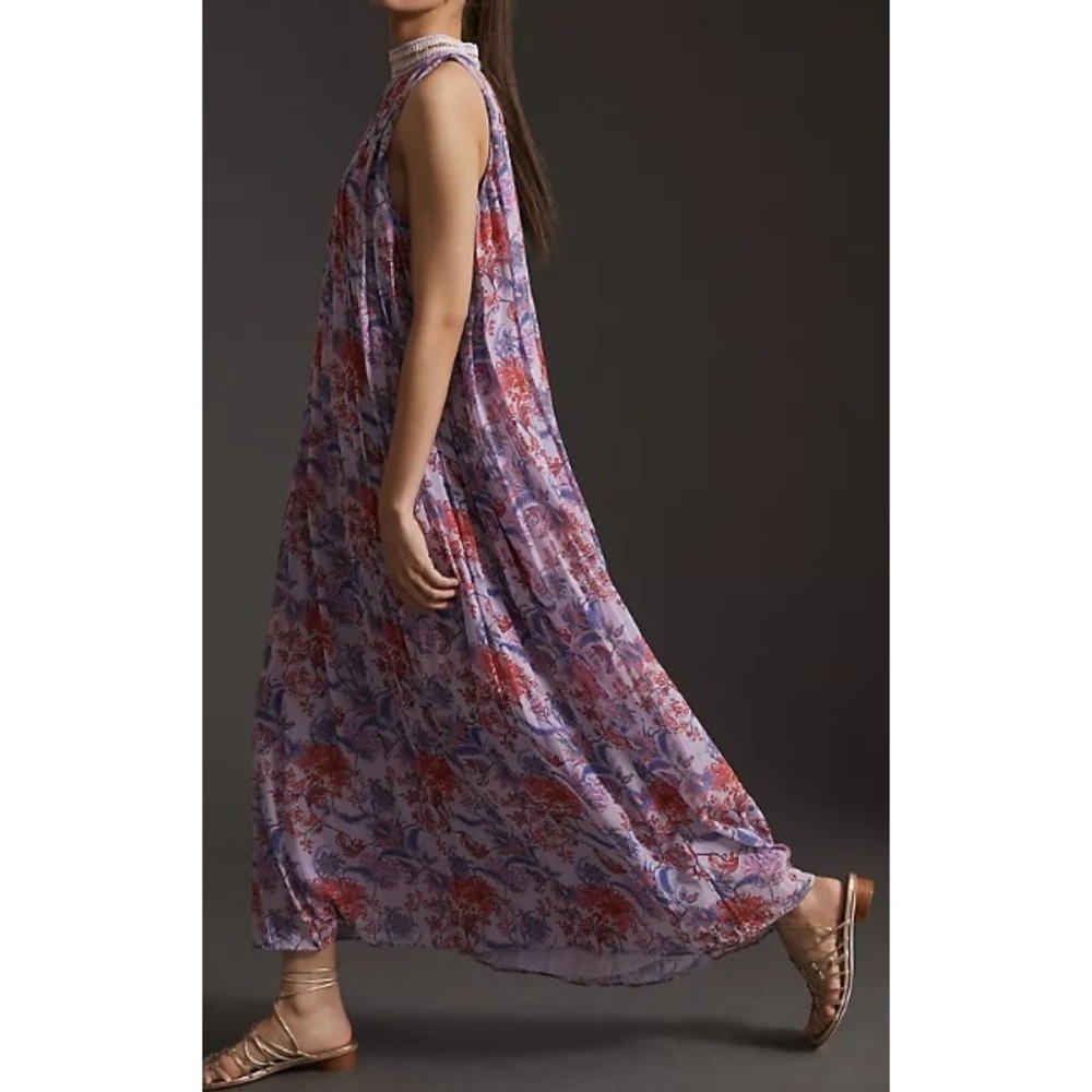 Anthropologie Pinnacle by Shruti Sancheti SAMPLE DRESS Purple Floral Sequin Maxi